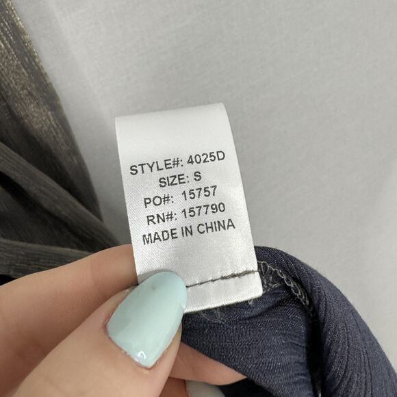 Pinch Dress Womens Small Gold Metallic Midi Party Deep V-Neck Cocktail Evening - Picture 16 of 16